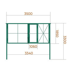 Ворота распашные каркас со столбами 3,5х1,85 м с калиткой зеленые RAL 6005 - фото 6