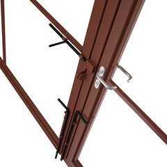 Ворота распашные каркас со столбами 4х1,85 м с калиткой коричневые RAL 8017 - фото 4