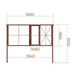 Ворота распашные каркас со столбами 3,5х1,85 м с калиткой коричневые RAL 8017 - фото 3