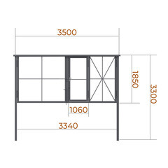 Ворота распашные каркас со столбами 3,5х1,85 м с калиткой графитовый серый RAL 7024 - фото 6