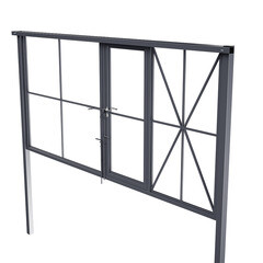 Ворота распашные каркас со столбами 4х1,85 м с калиткой графитовый серый RAL 7024 - фото 1