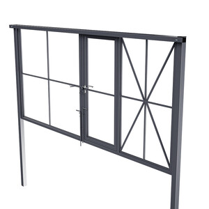 Ворота распашные каркас со столбами 3,5х1,85 м с калиткой графитовый серый RAL 7024