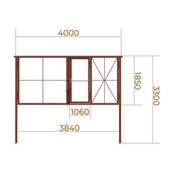 Ворота распашные каркас со столбами 4х1,85 м с калиткой коричневые RAL 8017 - фото 3