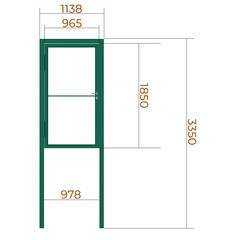 Калитка распашная каркас со столбом Премиум 1х2 м наружу правая зеленая RAL 6005 - фото 3
