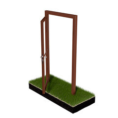 Калитка распашная каркас со столбом Премиум 1х2 м наружу левая коричневая RAL 8017 - фото 4