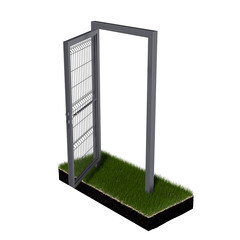 Калитка распашная каркас со столбом Премиум 1х2 м наружу левая графитовый серый RAL 7024 - фото 4