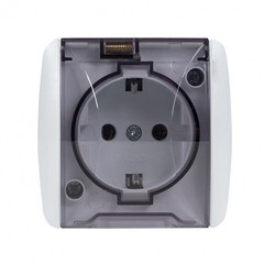 Изображение товара Розетка EKF Владивосток накладная белая с крышкой (EQR16-029-30-54-T)