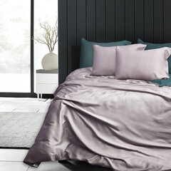 Комплект постельного белья Евро тенсель Mona Liza Storm серый без простыни - фото 3