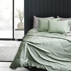 Комплект постельного белья Евро тенсель Mona Liza Mint зеленый без простыни - фото 3