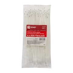 Стяжка кабельная EKF PROxima 200х4 мм полиамидная белая (100 шт.) (plc-fl-ctsbw-4x200) - фото 2