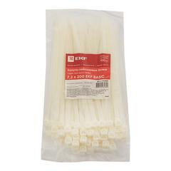 Стяжка кабельная EKF Basic 200х7,2 мм нейлоновая белая (100 шт.) (plc-c-7.2x200) - фото 2