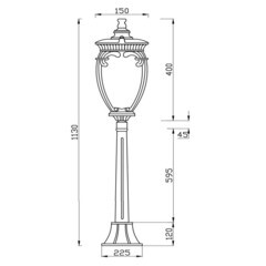 Светильник садово-парковый Outdoor Fleur черный с золотом 1130 мм E27 60 Вт IP44 (O414FL-01GB1) - фото 2