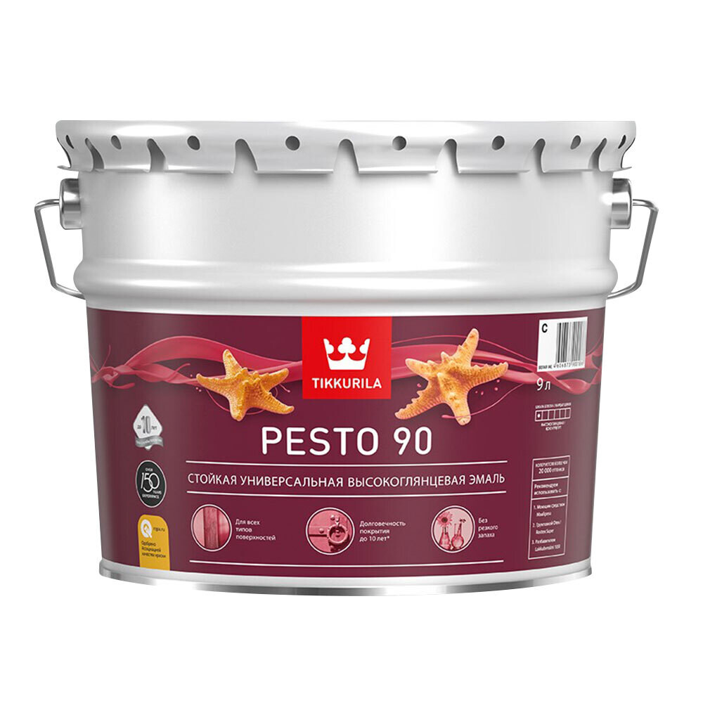 Изображение товара Эмаль алкидная Tikkurila Pesto 90 база C глянцевая, 9л для внутренних работ