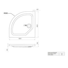 Поддон Triton акриловый 80х80х17 см полукруг белый низкий (Щ0000038720) - фото 2