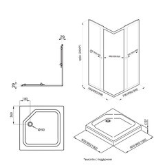 Душевой уголок Triton Вента черный 100х100х185 см квадрат стекло прозрачное 4 мм (Щ0000054477) - фото 2