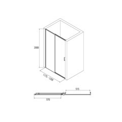 Душевая дверь Alex Baitler стекло прозрачное 120х200 см профиль сатин 6 мм раздвижная (AB61C120) - фото 2