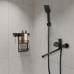 Смеситель для ванны Esko Singapore черный однорычажный с длинным изливом с лейкой (SB 31) - фото 9