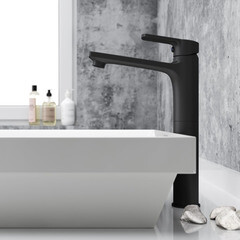 Смеситель для раковины высокий Esko Singapore однорычажный черный (SB 25) - фото 8