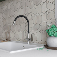 Смеситель для кухни Esko Coral черный/хром с гибким изливом с подключением к фильтру однорычажный (CL 03 B) - фото 8