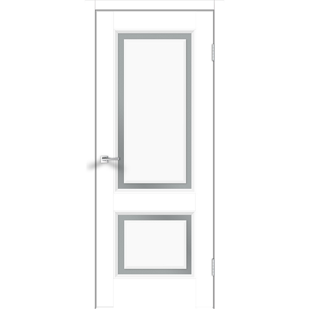 Изображение товара Межкомнатная дверь VellDoris Fly 62 с стеклом 600х2000 мм белая эмалит ПВХ