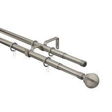 Карниз настенный металлический двухрядный раздвижной 160-300 см d16/19 мм хром матовый (151.210)