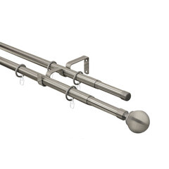 Изображение товара Карниз настенный металлический двухрядный раздвижной 160-300 см d16/19 мм хром матовый (151.210)