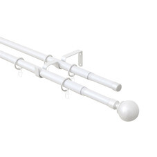 Карниз настенный металлический двухрядный раздвижной 160-300 см d16/19 мм белый (151.208)