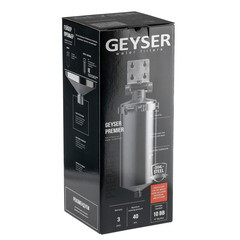 Корпус фильтра Гейзер Премьер для холодной и горячей воды нержавеющая сталь 10BB 1 НР(ш) х 1 НР(ш) серебро - фото 3