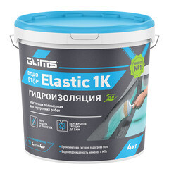 Гидроизоляция акриловая Glims ВодоStop Elastic 1К аквамарин 4 кг