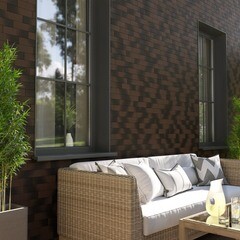 Клинкерная плитка для фасада Керамин Амстердам (34 шт.= 0,54 кв.м) коричнево-черная 245х65х7 мм - фото 2