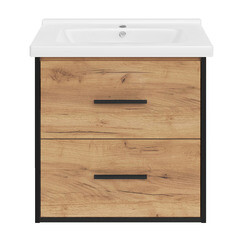 Комплект тумба с раковиной АСБ-Мебель Монца 60 см подвесная дуб золотой (12305/UM-COM60/1) - фото 8