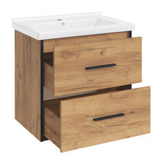 Комплект тумба с раковиной АСБ-Мебель Монца 60 см подвесная дуб золотой (12305/UM-COM60/1) - фото 9