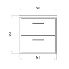 Комплект тумба с раковиной АСБ-Мебель Монца 60 см подвесная дуб золотой (12305/UM-COM60/1) - фото 2