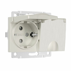 Розетка Werkel встраиваемая перламутровая рифленая со шторками с крышкой (a057289) - фото 1