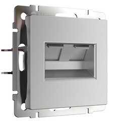 Изображение товара Розетка компьютерная Werkel встраиваемая серебряная 2хRJ45 (a051523)