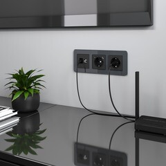 Розетка телевизионная/ компьютерная Werkel встраиваемая черная матовая TV/ RJ45 (a056112) - фото 2