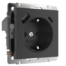Розетка Werkel встраиваемая черная матовая с USB-A/ Type-C (a056275)