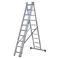 Лестница алюминиевая трансформер трехсекционная 10 ступеней Hesler бытовая - фото 2