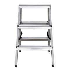 Стремянка стальная с алюминиевыми ступенями 3 ступени 80 мм двухсторонняя 0,65 м Hesler - фото 2