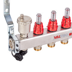 Коллекторная группа с расходомерами нержавеющая сталь Valtec 1 ВР(г) х 4 выхода 3/4 НР(ш) ЕК х 1 ВР(г) - фото 3