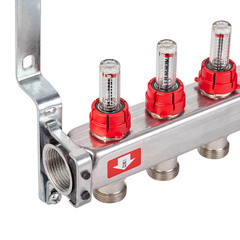 Коллекторная группа с расходомерами нержавеющая сталь Stout 1 ВР(г) х 4 выхода 3/4 НР(ш) ЕК х 1 ВР(г) - фото 4