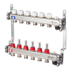 Изображение товара Коллекторная группа с расходомерами нержавеющая сталь Stout 1 ВР(г) х 6 выходов 3/4 НР(ш) ЕК х 1 ВР(г)