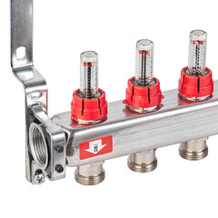 Коллекторная группа с расходомерами нержавеющая сталь Stout 1 ВР(г) х 6 выходов 3/4 НР(ш) ЕК х 1 ВР(г) - фото 3