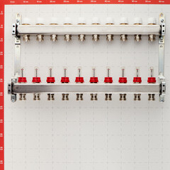 Коллекторная группа с расходомерами нержавеющая сталь Stout 1 ВР(г) х 10 выходов 3/4 НР(ш) ЕК х 1 ВР(г) - фото 3