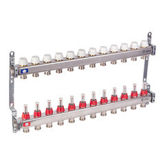 Коллекторная группа с расходомерами нержавеющая сталь Stout 1 ВР(г) х 12 выходов 3/4 НР(ш) ЕК х 1 ВР(г) - фото 4