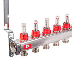 Коллекторная группа с расходомерами нержавеющая сталь Stout 1 ВР(г) х 13 выходов 3/4 НР(ш) ЕК х 1 ВР(г) - фото 3