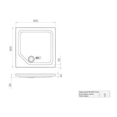 Поддон Triton акриловый 90х90х17 см квадрат белый низкий (Щ0000004026) - фото 2