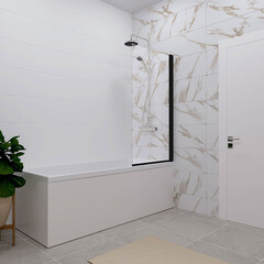 Шторка на ванну распашная 75х140х0,4 см профиль черный Triton Соло (Щ0000051154) - фото 5