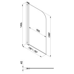Шторка на ванну распашная 75х140х0,4 см профиль черный Triton Соло (Щ0000051154) - фото 3