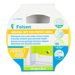 Лента малярная Folsen для четкого края желтая 25 мм 25 м (0282525) - фото 2